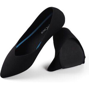 Aprcoco Flat Shoes Women Black Knit Fabric Pointed Toe Slip Ballet Comfort Shoes